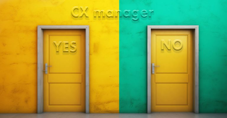 2 doors showing the options of having or not a CX manager on business