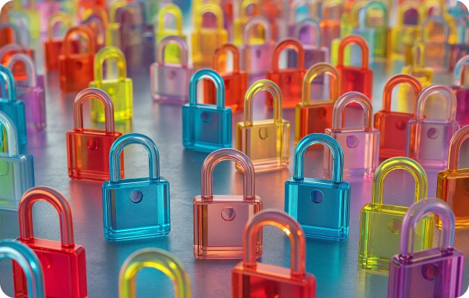 Mini colorful padlocks.